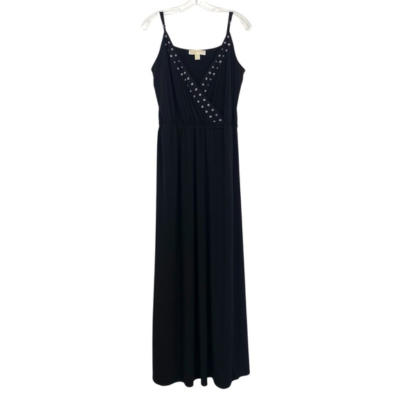 Michael Kors Grommet Embellished Black Maxi Dress - Picture 1 of 12